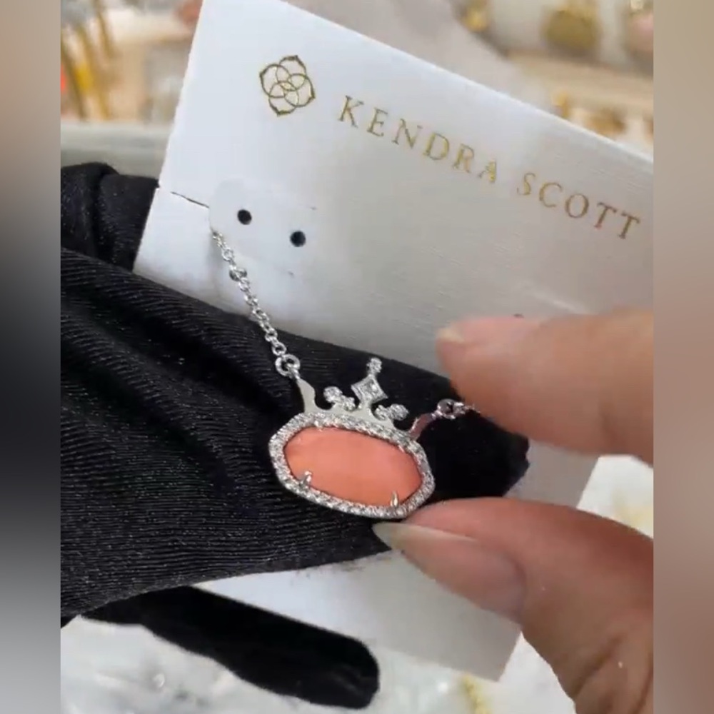 Disney | Kendra Scott Elisa Princess Silver Pendant Pink Stone